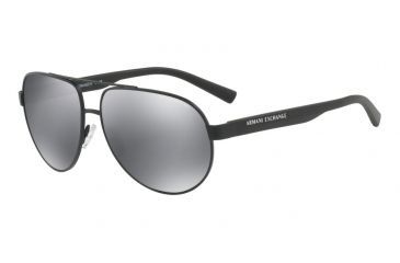 Image of Armani Exchange AX2022S Sunglasses 60006G-60 - Matte Black Frame, Light Grey Mirror Black Lenses