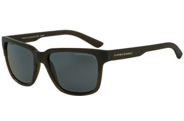 Image of Armani Exchange AX4026S Sunglasses 812181-56 - Dk Olive Transp/matte Dk Olive Frame, Grey Solid Polarized Lenses