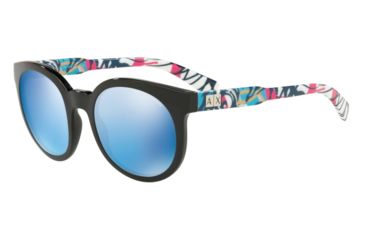 Image of Armani Exchange AX4057S Sunglasses 826355-53 - Black Frame, Blue Mirror Blue Lenses