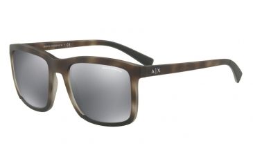 Image of Armani Exchange AX4067S Sunglasses 82296G-55 - Matte Grey Havana/mt Black Frame, Light Grey Mirror Black Lenses