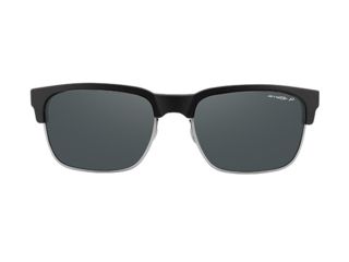 Image of Arnette Dean Sunglasses, Fuzzy Black &amp; Silver Wire Frame, Polarized Grey Lens-AN4205-02