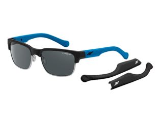 Image of Arnette Dean Sunglasses, Fuzzy Black &amp; Silver Wire Frame, Polarized Grey Lens-AN4205-02