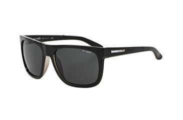Image of Arnette Fire Drill Sunglasses, Polished Black on Clear Frame, Grey Lens-AN4143-39
