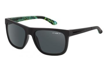 Image of Arnette Firedrill Sunglasses, Fuzzy Black/Green Frame, Polarized Grey Lens AN4143-33