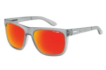 Image of Arnette Firedrill Sunglasses, Fuzzy Translucent Grey Frame, Red Mirror Lens AN4143-36