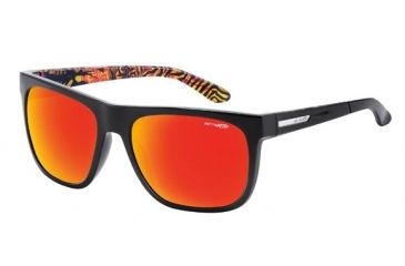 Image of Arnette Firedrill Sunglasses, Gloss Black/Orange Frame, Red Mirror Lens AN4143-26