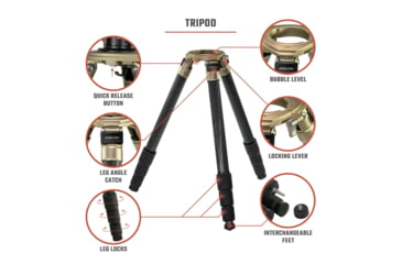 Image of Athlon Optics Midas CF36 36mm Tube Carbon Fiber Tripod, Black/Tan, 706006