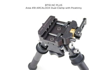 Image of Atlas V8 Bipod, 5-9.4in Height Range, Area 419 ARCALOCK Clamp, Black, BT10NCPLUSA419ARCALK