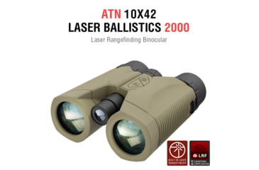 Image of ATN LRF 2000 10x42mm Roof Ballistics Laser Rangefinding Binocular, Army Brown, BN1042LRF2k