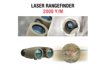 Image of ATN LRF 2000 10x42mm Roof Ballistics Laser Rangefinding Binocular, Army Brown, BN1042LRF2k