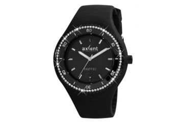 Image of Axcent Exotic Watch, Black Strap, Black Face, Silver Hands X1560b-16