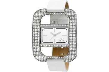 Image of Axcent Eccentric Watch, White Strap, White Face, Silver Hands, Crystals X59984-631