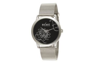 Image of Axcent Dream Round Watch, Silver Mesh Strap, Black Face, Silver Hands X64354-252