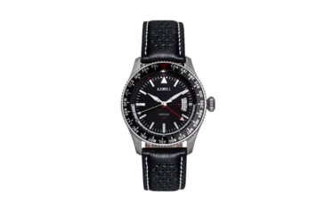 Image of Axwell Leather-Band Watch w/Date, Black, AXWAW102-1, Black, One Size, AXWAW102-1