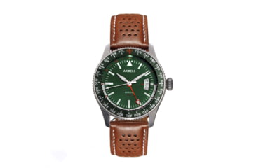 Image of Axwell Leather-Band Watch w/Date, Tan/Green, AXWAW102-5, Tan/Green, One Size, AXWAW102-5