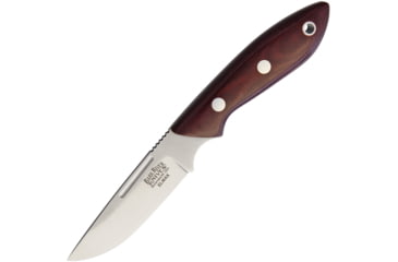 Image of Bark River Adventurer Fixed Blade Knife, 6.75in Overall, 3.25in Satin Elmax Steel Drop Point, Burgundy Canvas Micarta Handle, Sheath, 05-141MBU