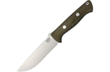 Image of Bark River Bravo 1.25 Green Canvas Fixed Blade Knife, 5in, Drop Point, Green, Canvas Micarta Handle BA07125MGC