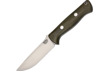 Image of Bark River Bravo 1 LT Green Canvas Fixed Blade Knife, 4.25in, Carbon Steel, Standard Edge, Green, Canvas Micarta Handle BA07126MGC