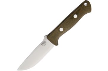 Image of Bark River Bravo-1 LT Green Canvas Fixed Blade Knife, 4.25in, Standard Edge, Satin, Green, Canvas Micarta Handle BA07146MGC