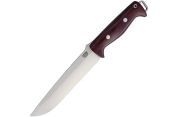 Image of Bark River Bravo II 3V Fixed Blade Knife, 12.5in Overall, 7in Satin Cpm-3V Carbon Steel Blade, Burgundy Canvas Micarta Handle, Brown Leather Belt Sheath, 07221MBU