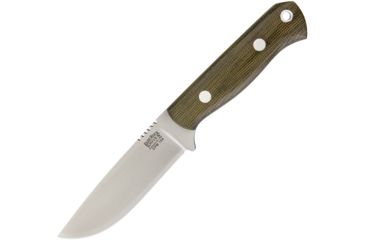 Image of Bark River Bravo Necker II Green Canvas Fixed Blade Knife, 3.5in, Green, Canvas Micarta Handle BA07002MGC