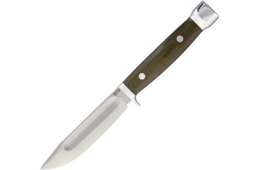 Image of Bark River Canoe Green Canvas Fixed Blade Knife, 4.5in, A2 Tool Steel, Standard Edge, Satin, Green, Canvas Micarta Handle BA10110MGC