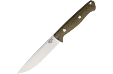 Image of Bark River Gunny Vortex Rampless Green Fixed Blade Knife, 4.875in, A2 Tool Steel, Standard Edge, Satin, Green, Canvas Micarta Handle BA07010NMGC