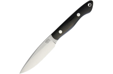 Image of Bark River Kalahari Thorn Fixed Blade Knife, 7.88in Overall, 3.75in Satin Cpm-154 SS Drop Point, Black Canvas Micarta Handle, Brown Leather Belt Sheath, 12-054MBC