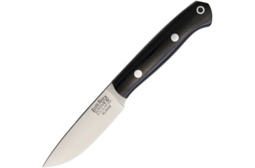 Image of Bark River Little Creek Elmax Fixed Blade Knife, 5.5in Overall, 2.5in Satin Elmax Steel Blade, Black Canvas Micarta Handle, Black Leather Belt Sheath, 01-055M-BC