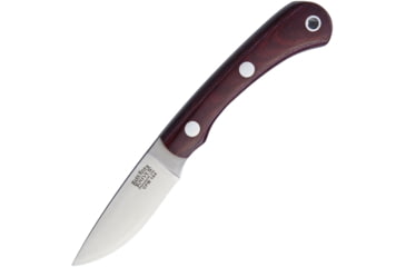 Image of Bark River Pro Scalpel II CPM154 Fixed Blade Knife, 5.75in Overall, 2.25in Satin Cpm-154 SS Drop Point, Burgundy Canvas Micarta Handle, Brown Leather Belt Sheath, 01-150MBU