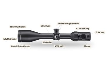 Image of Barska 6-24x56mm Level Rifle Scope, Illuminated MOA Reticle, Black, Medium AC12786