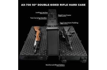 Image of Barska AX-700 50in Rifle Double Sided Protective Hard Case w/ Wheels and Foam, Black, Large, BH13652