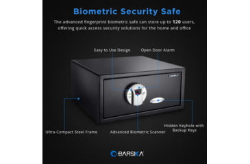 Image of Barska Biometric Fingerprint Safe, Black, 16.25x14.25x7in w/Memory AX11224