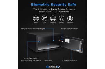 Image of Barska Biometric Fingerprint Safe, Black, 16.25x14.25x7in w/Memory AX11224
