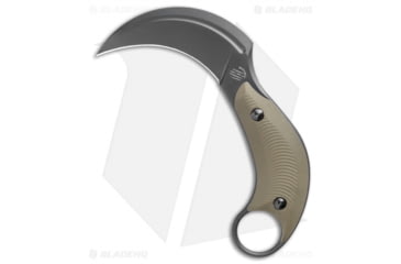 Image of Bastinelli Creations B.A.K. Karambit Fixed Blade Knife, 3.25in, Bohler N690 Stainless Steel, Hawkbill Blade, G10 OD Green Handle, Black/OD Green, 6.375in, BHQ-115146