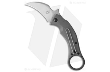 Image of Bastinelli Creations Black Bird Folding Knife, 2.50in, Bohler N690 Stainless Steel, Hawkbill Blade, G10 Gray Handle, Steel/Gray, 6.625in, BHQ-79675