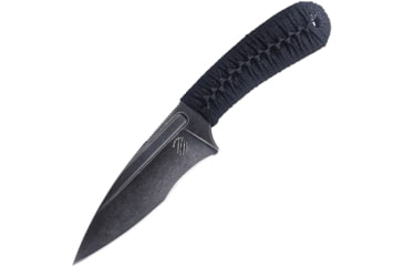 Image of Bastinelli Creations SIN Fixed Blade Wrapped Knife, 3.5 black stonewash finish Bohler N690 stainless , Black cord wrapped handle, SIN + BLACK COBRA WRAP