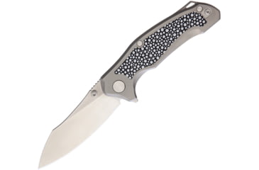 Image of Bastion BRAZA EDC Linerlock Stingray Folding Knife, 3.88in Satin Cpm S35Vn SS Blade, Gray Titanium Handle, Thumb Stud, Pocket Clip, Stingray Style Handle Inlay, Gift Boxed, Gray, BRAZA-S35VN-SITT