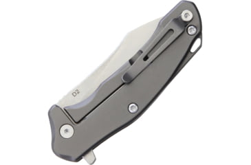 Image of Bastion Mini Braza Bro Framelock Folding Knife, 2in Satin D2 Tool Steel Blade, Gray SS Handle, Pocket Clip, Ceramic Ball Bearing, Includes Keychain Ring, Gray, BRAZA-D2BLD-BRO