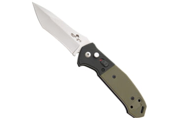 Image of Bear OPS Auto Bold Action Folding Knife, 4.5in, Sanvick 14C28N Stainless Steel, Black/OD Green G10 Handle, AC500B4P