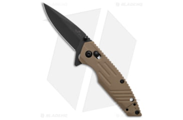 Image of Bear OPS Mini Rancor IX Slide Folding Knife, 2.50in, D2, Drop Point Blade, Zytel Tan Handle, Standard, Black/Tan, 6.00in, BHQ-188299