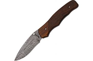 Image of Bear Ops Rancor Fold Knife, Damascus Steel modified Drop Point Blade, Checkered roseWood Handle BC36000