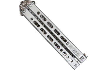 Image of Bear OPS Small Bear Song 8 Folding Knives, 4in, 416 Layer Damascus Steel, Bayonet, Stainless Steel w/Grey Cerakote Handle, B-920-SS-LD