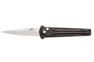 Image of Bear OPS Auto Bold Action III Auto Folding Knife, 4.5in Closed, 3.25in, Sandvik 14C28N, Bead Blast Stiletto Style Blade, Black Aluminum Handle, AC-300-ALBK-S