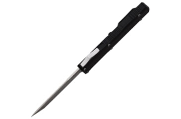 Image of Bear &amp; Son Cutlery OTF Tanto Automatic Folding Knife, 4.75in Closed, 3.5in Satin Stainless Tanto Blade, Black Aluminum Handle, OTF-210-ALBK-S