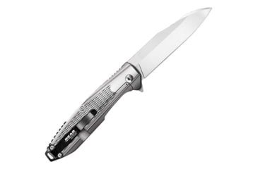 Image of Bear &amp; Son Cutlery Frame Lock Reverse Tanto Folding Knife, 4.25in Closed, 3.25in, 440 Stainless Steel, Satin Blade, Textured Stainless Steel Handle, 61125