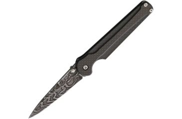 Image of Bear &amp; Son Cutlery Stiletto Linerlock Carbn Fiber Folding Knife,3.25in,HD Damascus Steel,Standard Edge,Black,Carbon Fiber Handle BCMC300CFLD