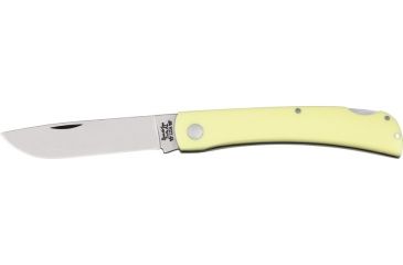 Image of Bear &amp; Son Farmhand Lockback Fold Knife, 4 5/8in closed, High-polished 1095 Carbon Steel Blade, Smooth yellow Delrin Handles BCC338L