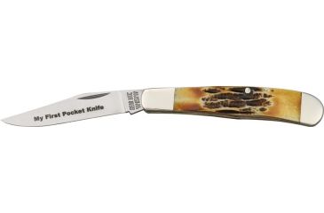 Image of Bear &amp; Son My First Pocket Fold Knife, unsharpened SS clip blad, India Stag Bone Handle BC515412
