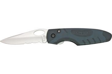 Image of Bear &amp; Son Sideliner Fold Knife, 440 SS partially serrated Blade, Black Zytel &amp; black Kraton Handle BC7410SR